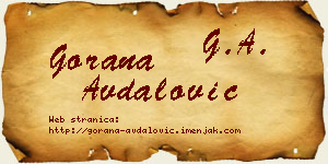 Gorana Avdalović vizit kartica